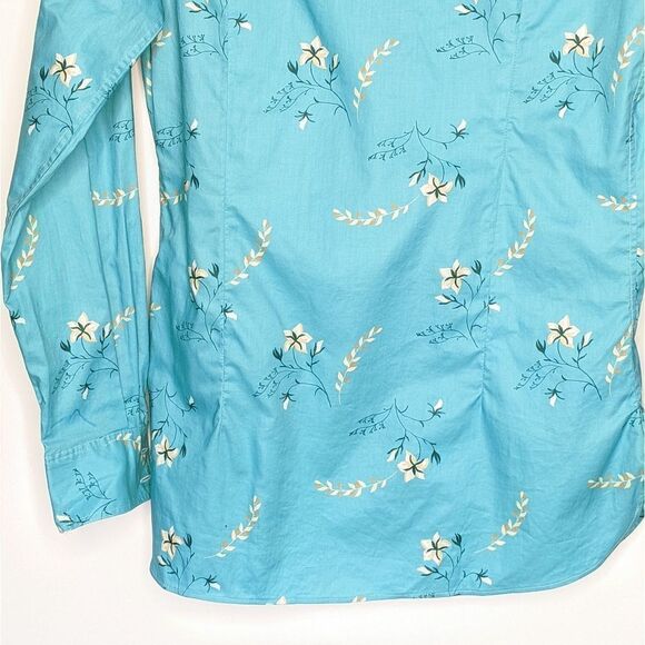 Tucker Tailored Tenzin Button Up Aqua Wildflowers in Light Weight Cotton - Picture 7 of 8